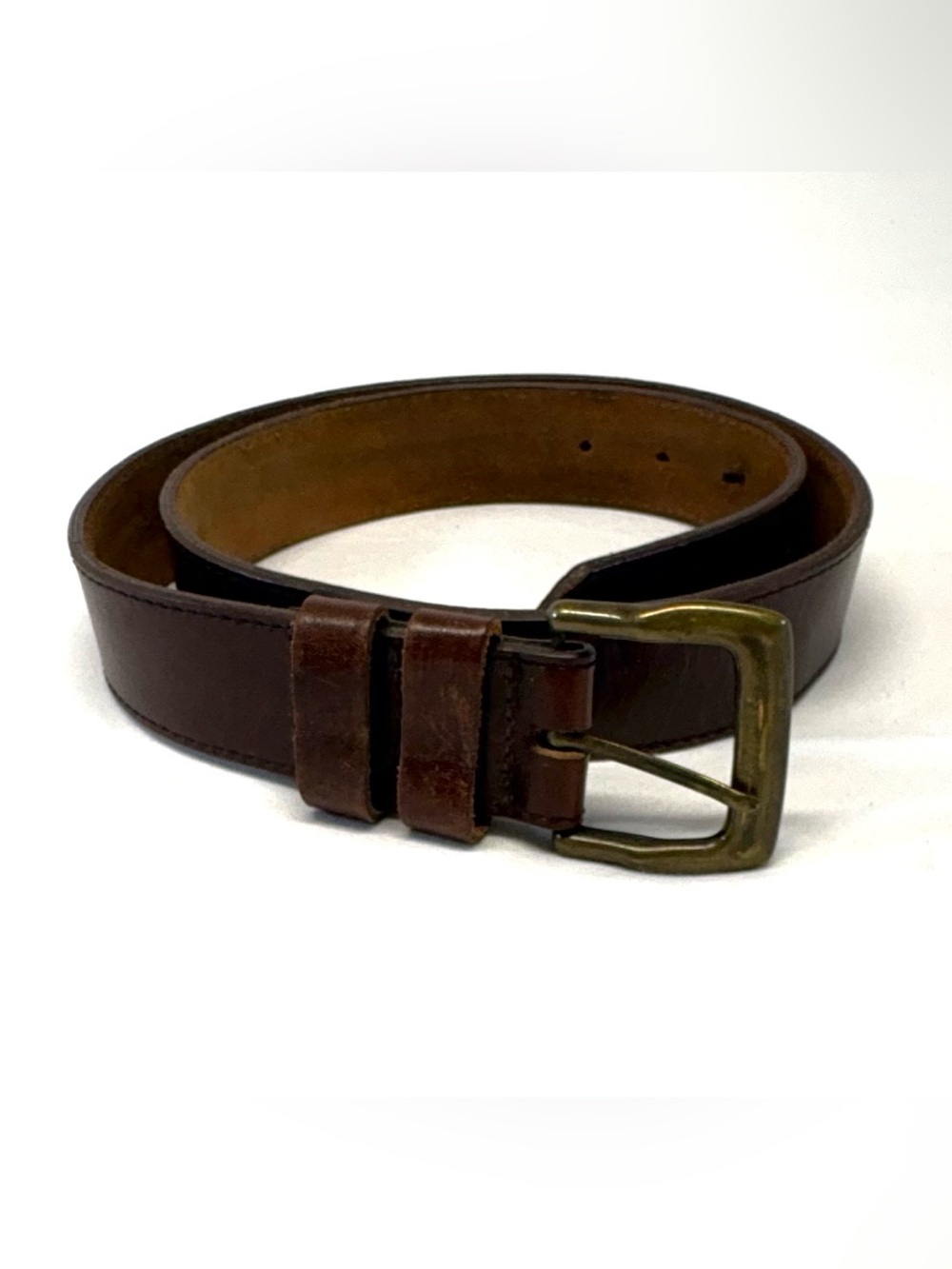 Vintage Gauthier Brown Genuine Leather Casual Belt Size 38 Brass Buckle Rugged